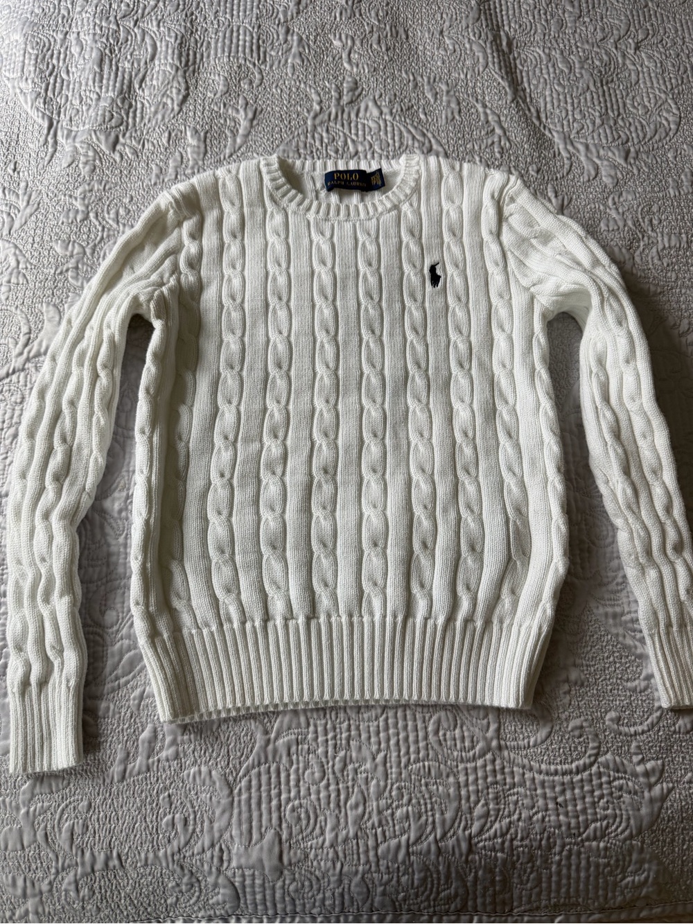 Ralph Lauren women’s Cable Knit Crewneck Sweater in White